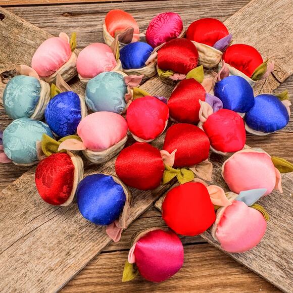 26 Vintage Handcrafted Ceramic and Fabric Faux Walnuts Decor-Bold/Bright Hues - Picture 8 of 10